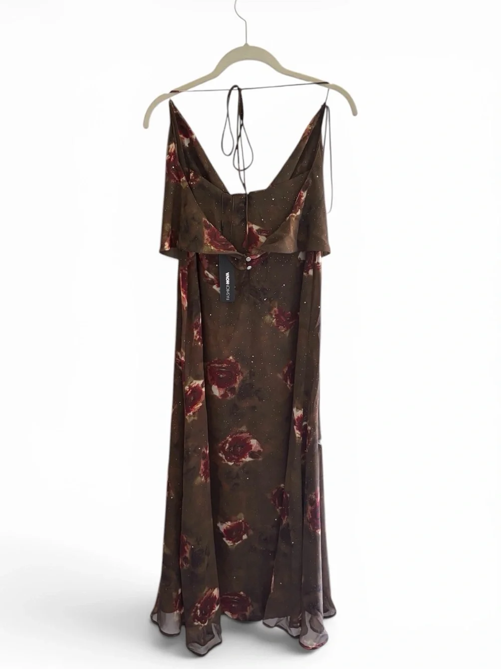 Fashion Nova Graceful Chaos Glitter  Open Back Maxi Dress Size XS NWT